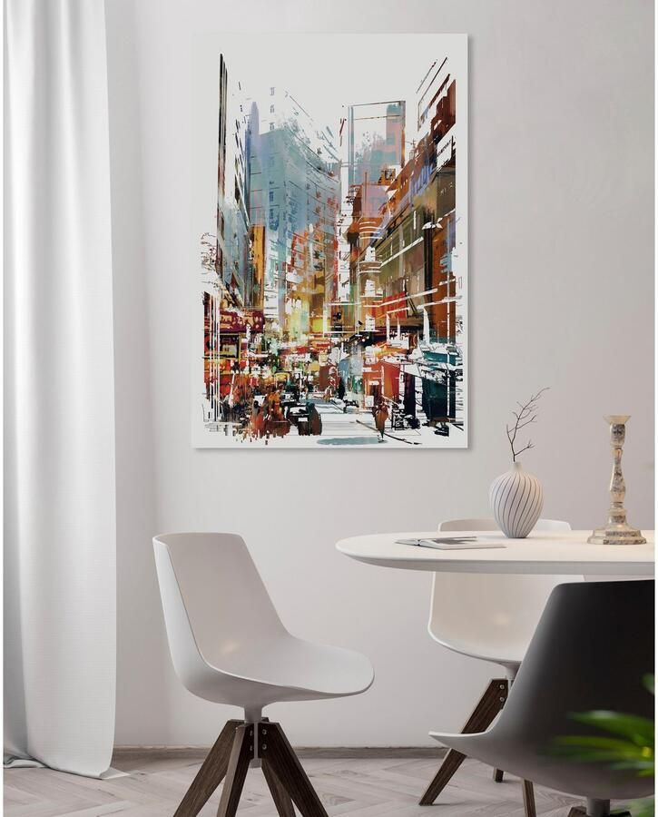 Queence Artprint op linnen Stad multicolour Premium canvasstof handgemaakt in Duitsland - Foto 2