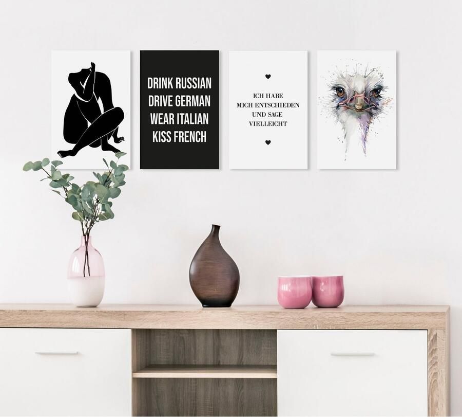 Queence Artprint op linnen Struisvogel Premium canvasstof handgemaakt in Duitsland - Foto 2