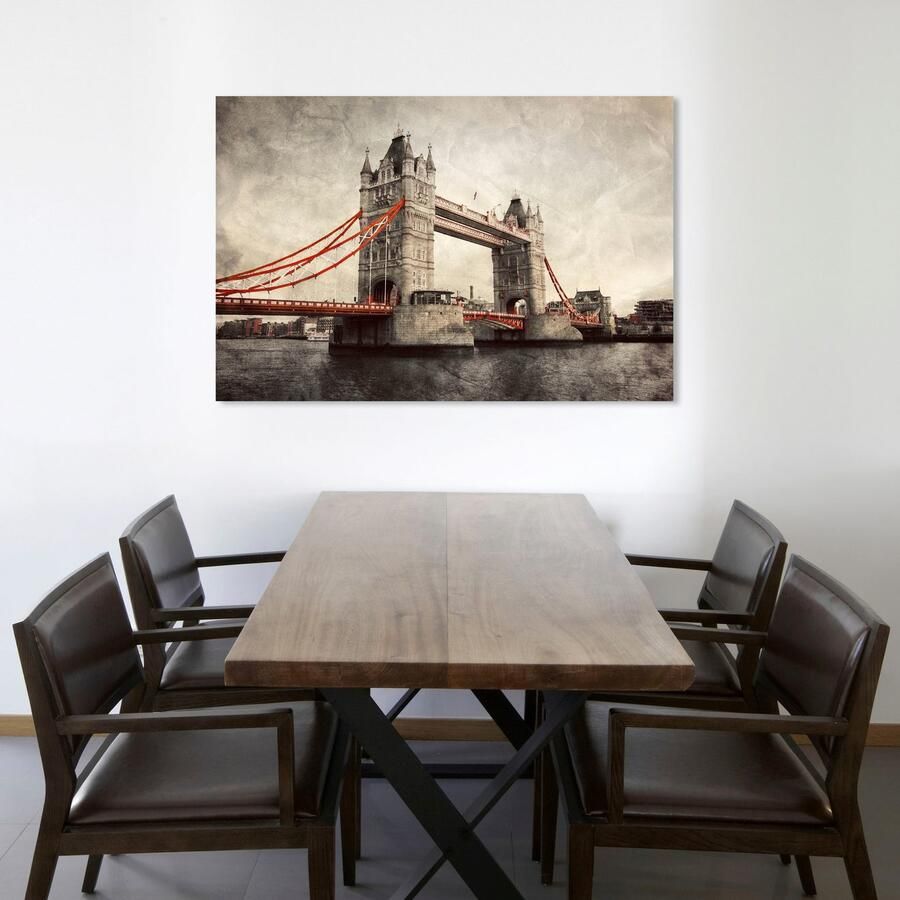 Queence Artprint op linnen Tower Bridge Premium canvasstof handgemaakt in Duitsland - Foto 2