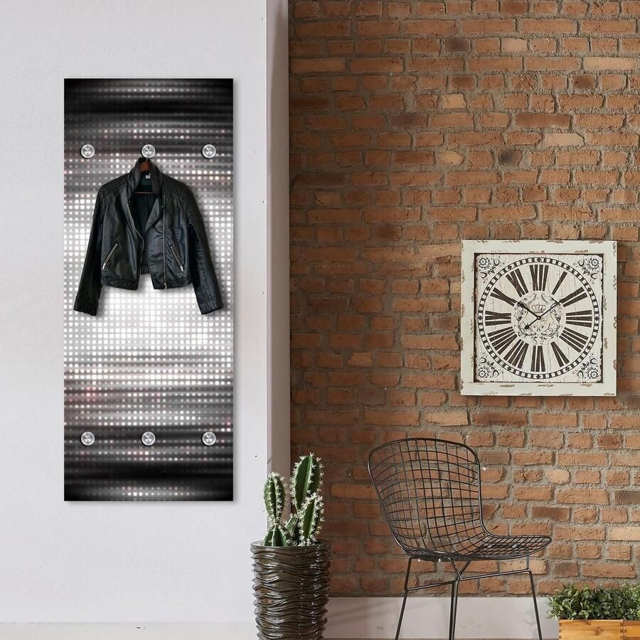 Queence Kapstok Abstracte vierkanten met 6 haken 50 x 120 cm - Foto 2