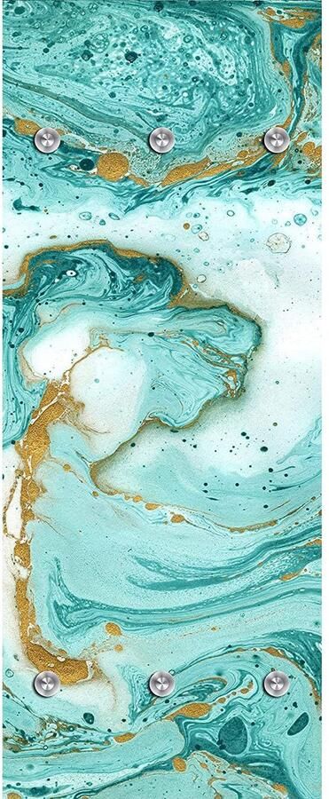 Queence Kapstok Hardy Wandkapstok marmerlook goudkleur glitters ruimtebesparend - Foto 12