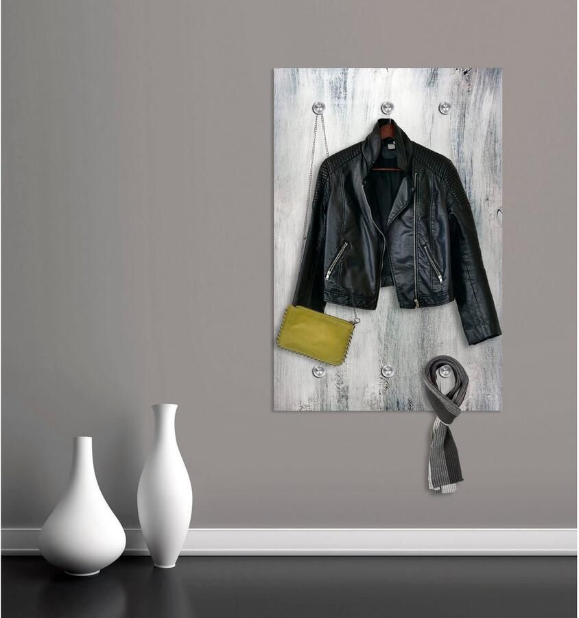 Queence Kapstok Hout-look met 6 haken 80 x 120 cm