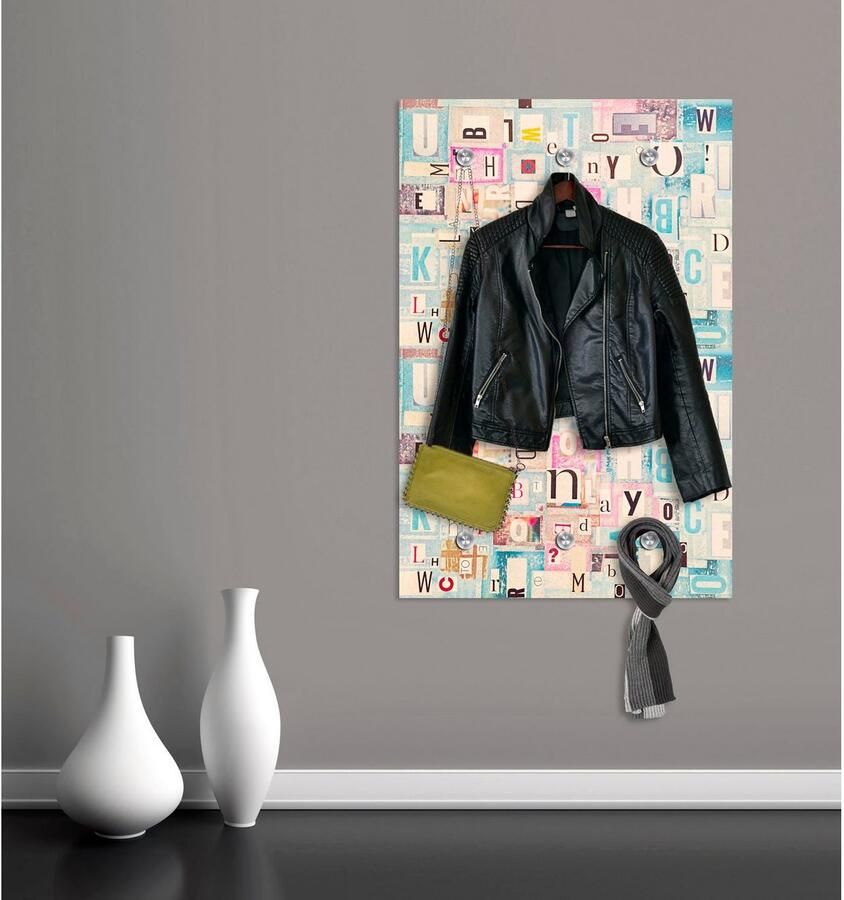 Queence Kapstok Letters met 6 haken 80 x 120 cm