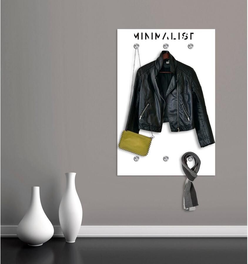 Queence Kapstok MINIMALIST met 6 haken 80 x 120 cm