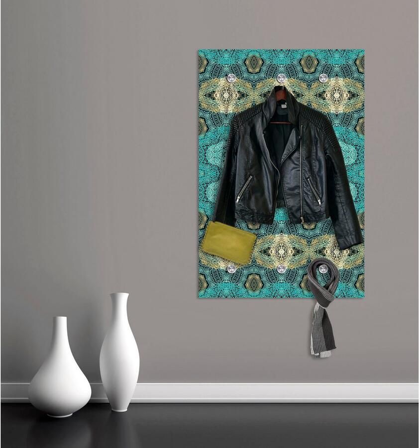 Queence Kapstok Motief met 6 haken 80 x 120 cm