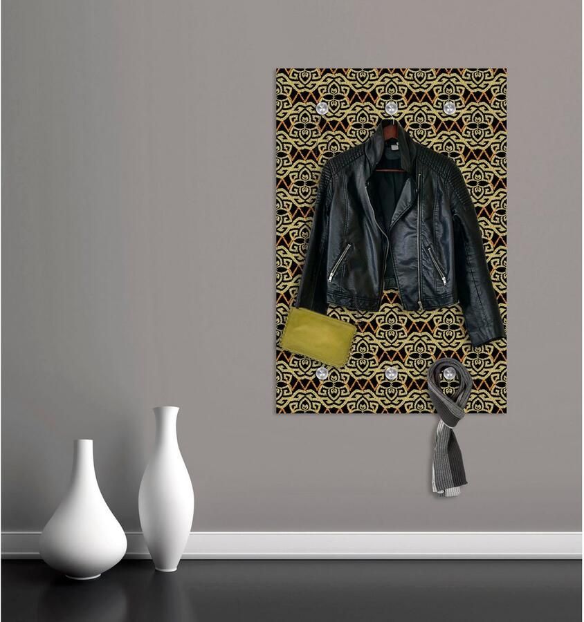 Queence Kapstok Motief met 6 haken 80 x 120 cm