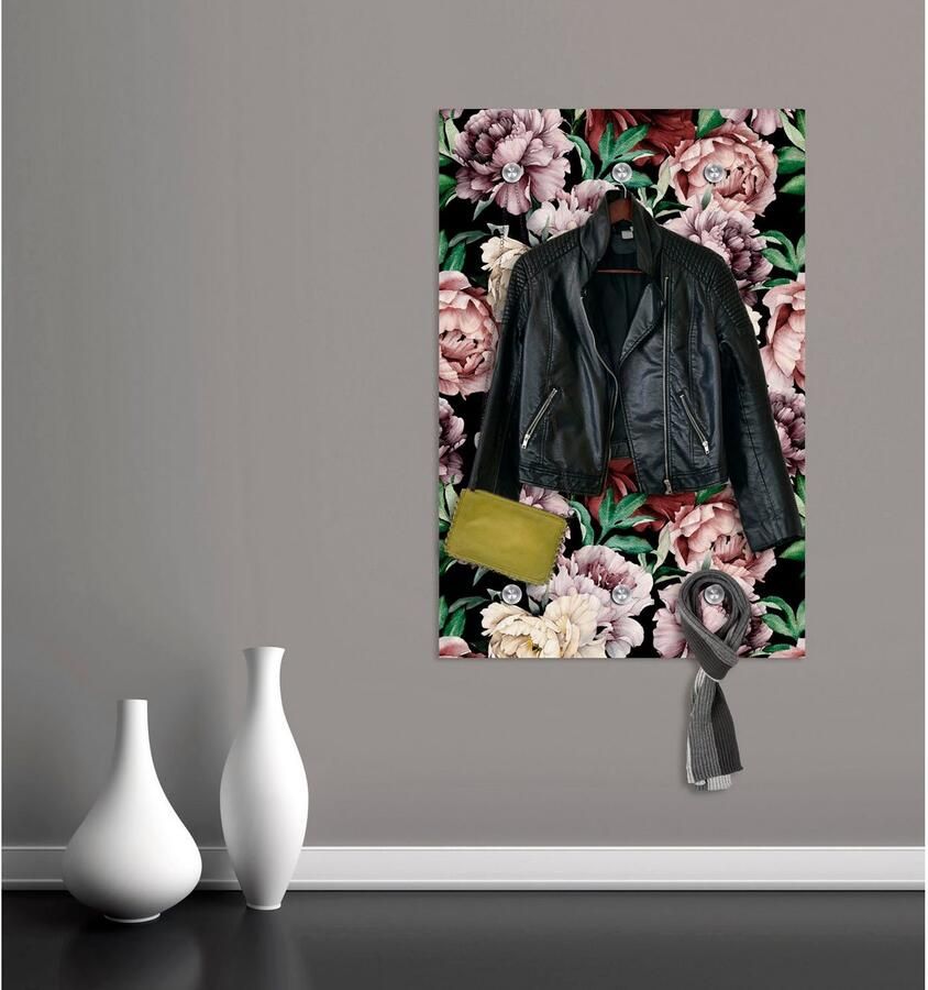 Queence Kapstok Rosen met 6 haken 80 x 120 cm