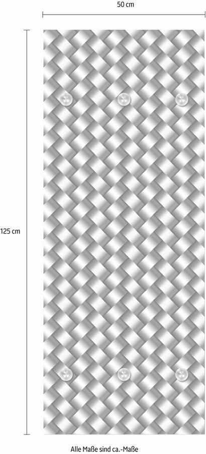 Queence Kapstok Vlechtmotief met 6 haken 50 x 120 cm - Foto 5