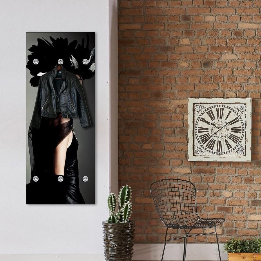 Queence Kapstok Vrouw met hoofdsieraad met 6 haken 50 x 120 cm - Foto 2