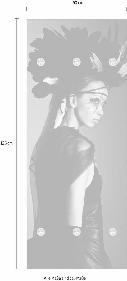 Queence Kapstok Vrouw met hoofdsieraad met 6 haken 50 x 120 cm - Foto 5