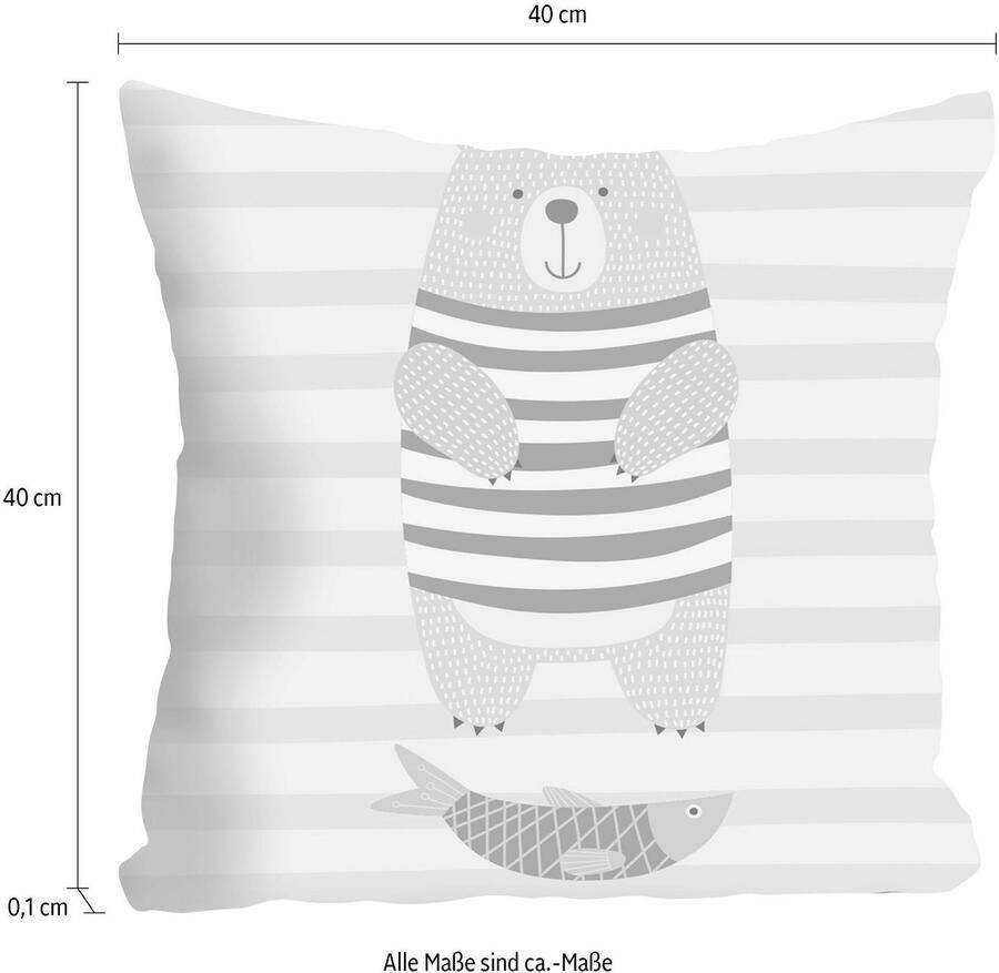 Queence Sierkussen Beer & vis Kussenovertrek zonder vulling(1 stuk) - Foto 3