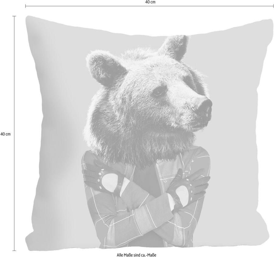 Queence Sierkussen Beer met zijdeachtige glans kussenovertrek zonder vulling(1 stuk) - Foto 2