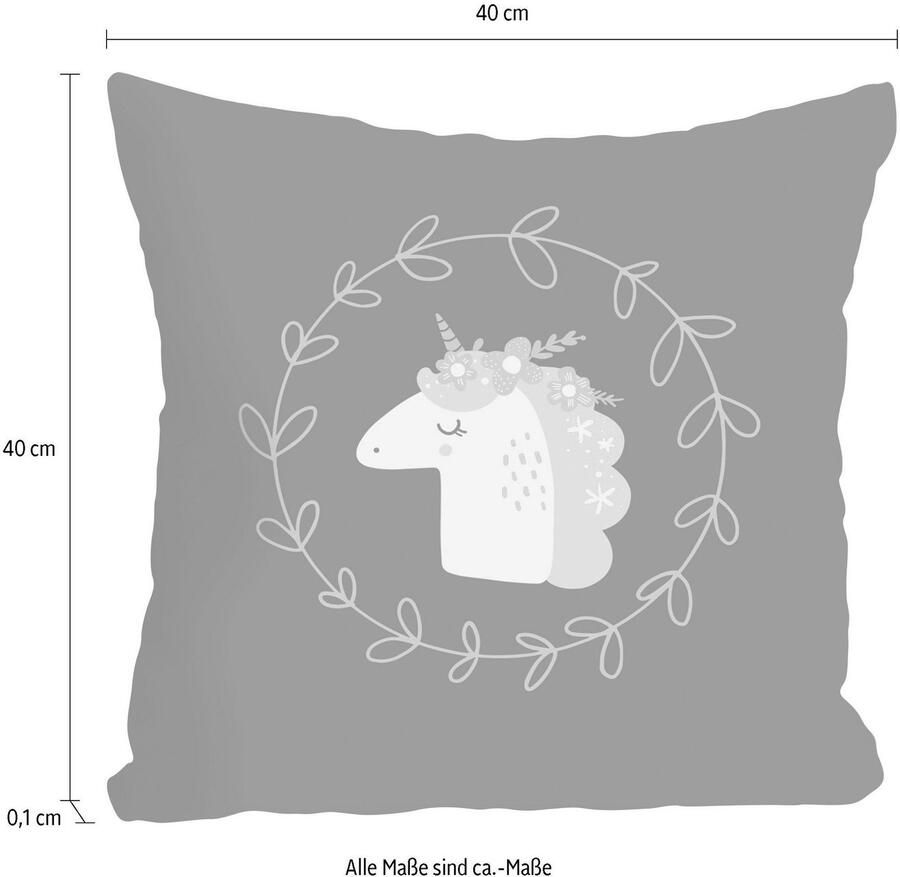 Queence Sierkussen Eenhoorn Kussenovertrek zonder vulling(1 stuk) - Foto 2