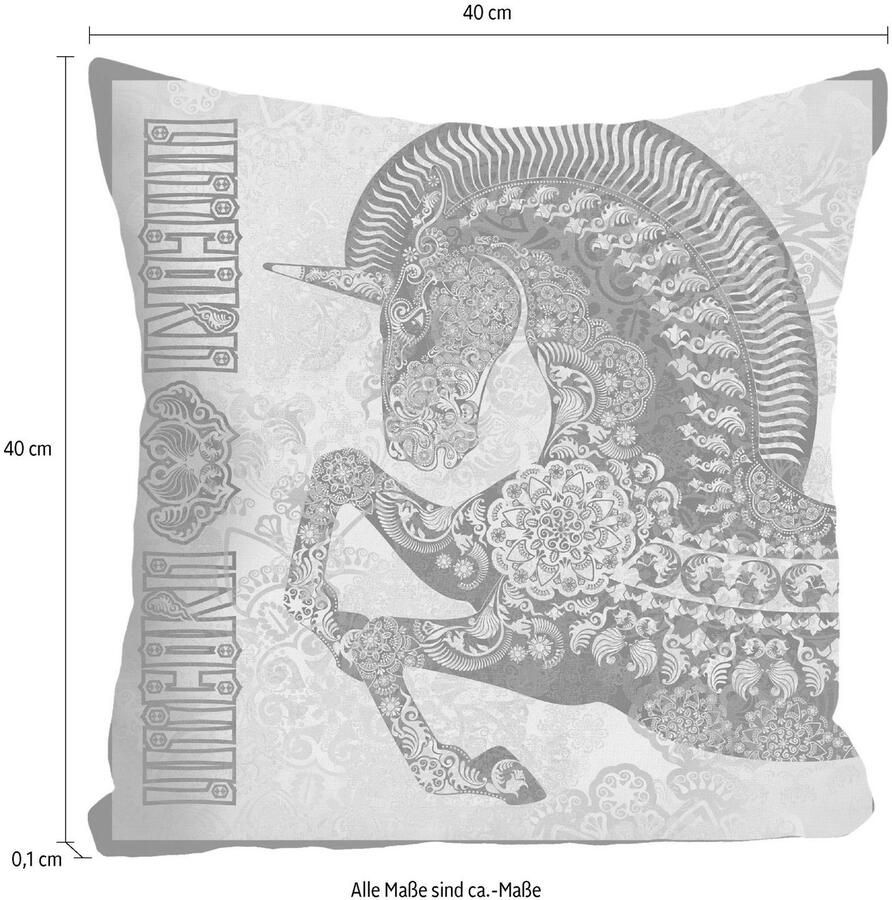 Queence Sierkussen Eenhoorn Kussenovertrek zonder vulling(1 stuk) - Foto 3