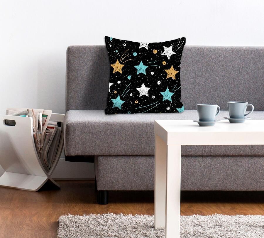 Queence Sierkussen Galaxy Kussenhoes galaxie sterren kleurrijke sterren universum nacht kleurrijk (1 stuk) - Foto 5