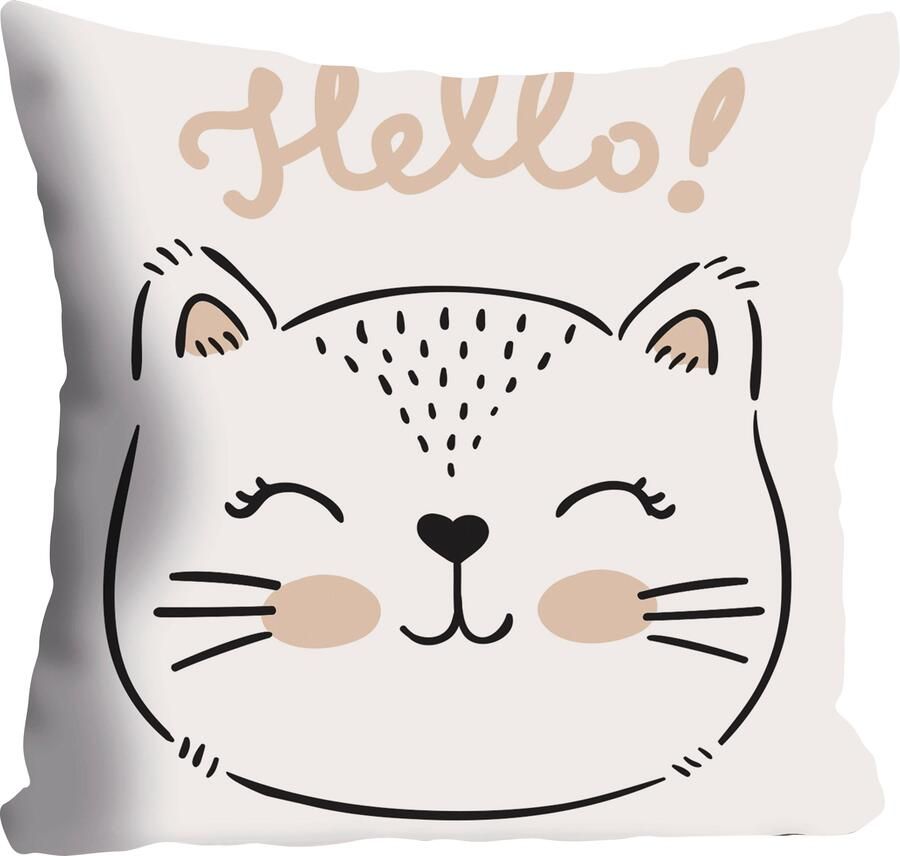 Queence Sierkussen Hello Kussenovertrek zonder vulling(1 stuk) - Foto 4