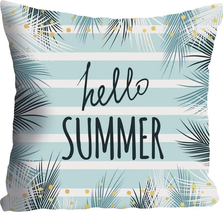 Queence Sierkussen Hello Summer Kussenhoes Hello Summer spreuk zomer zon strand fris vakantie (1 stuk) - Foto 3