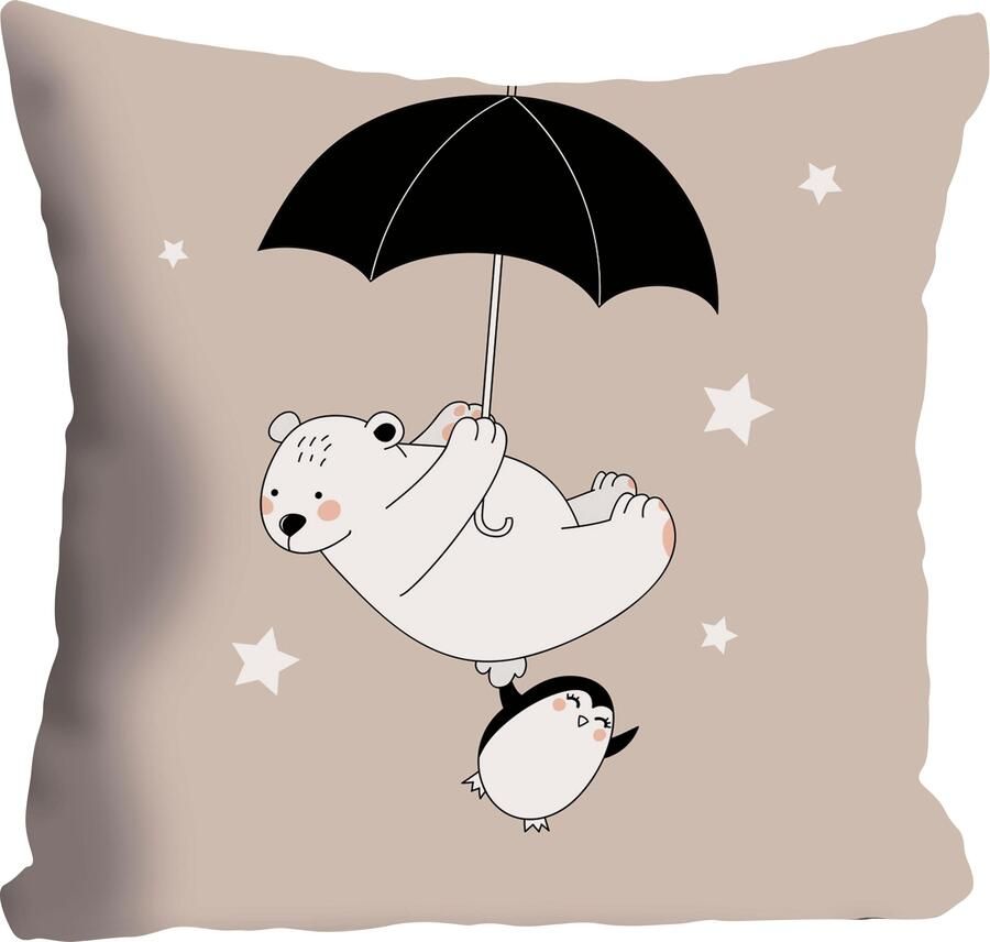 Queence Sierkussen IJsbeer & pinguïn Kussenovertrek zonder vulling(1 stuk) - Foto 4