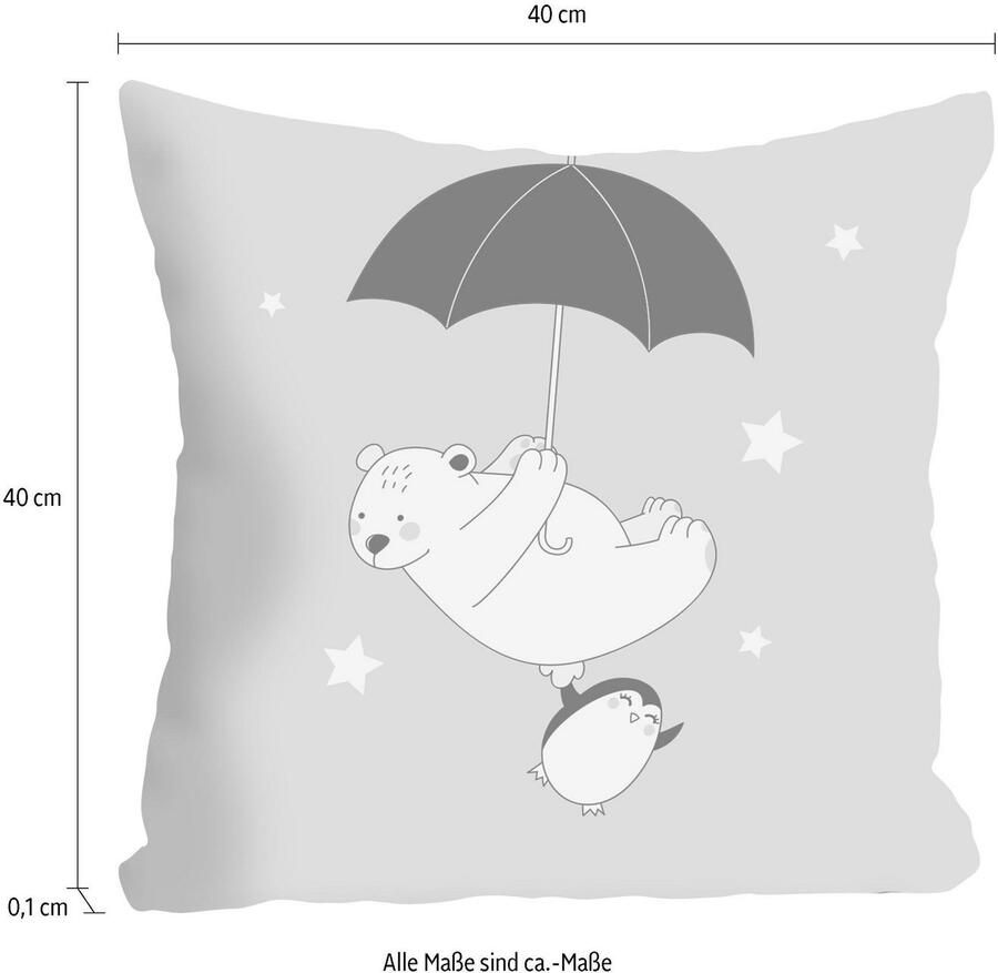 Queence Sierkussen IJsbeer & pinguïn Kussenovertrek zonder vulling(1 stuk) - Foto 2