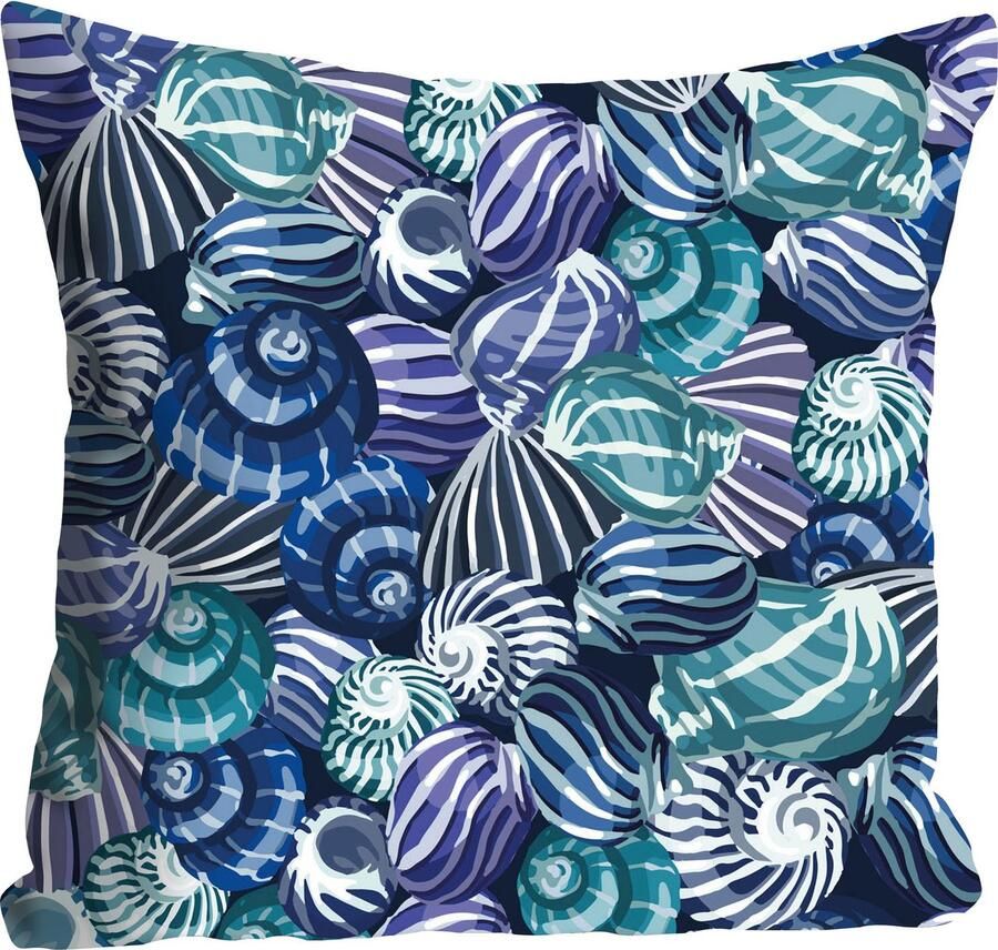 Queence Sierkussen Jenny Kussenhoes schelpen maritiem strand zomer decoratiekussen nautisch natuur (1 stuk) - Foto 3
