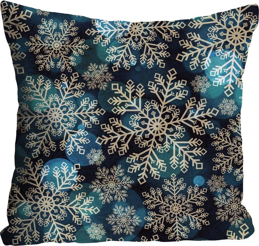 Queence Sierkussen Kristina Kussenhoes sneeuwvlokken winters kerst feestelijk glinsterend (1 stuk) - Foto 4