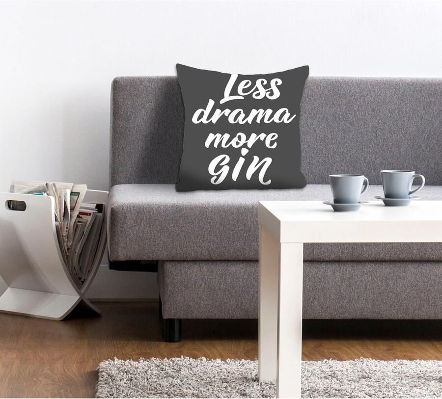 Queence Sierkussen Less drama more gin (1 stuk) - Foto 3
