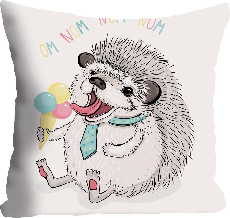 Queence Sierkussen Nom met kleine egel kussenovertrek zonder vulling(1 stuk) - Foto 4