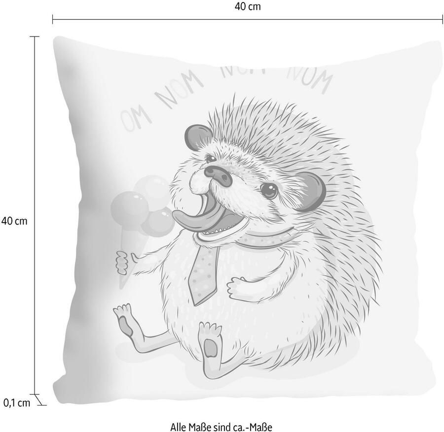 Queence Sierkussen Nom met kleine egel kussenovertrek zonder vulling(1 stuk) - Foto 2