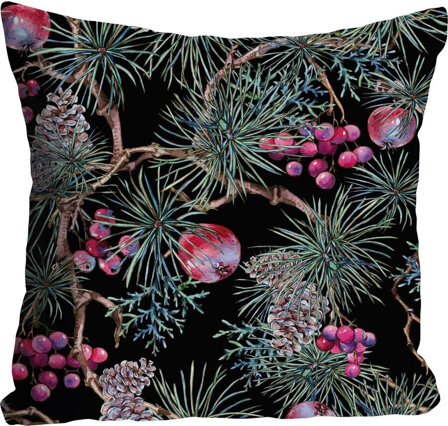 Queence Sierkussen Under the Mistletoe Kussenhoes mistletoe kerst feestelijk groene motief winterachtig (1 stuk) - Foto 3