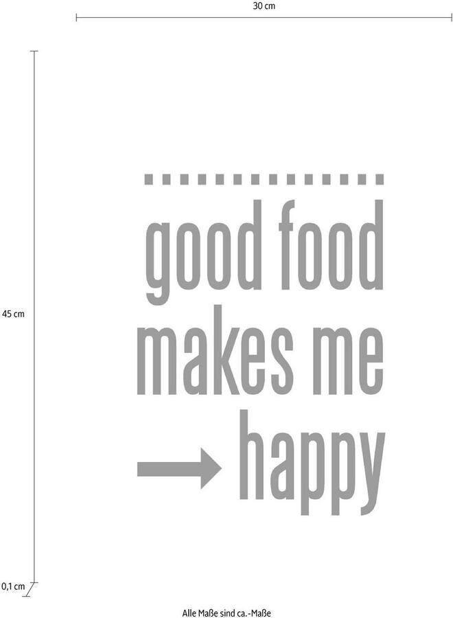 Queence Sierobject voor aan de wand Good food makes me happy Stalen bord blikken bord spreuk grappig wanddecoratie retro 20x30cm - Foto 2