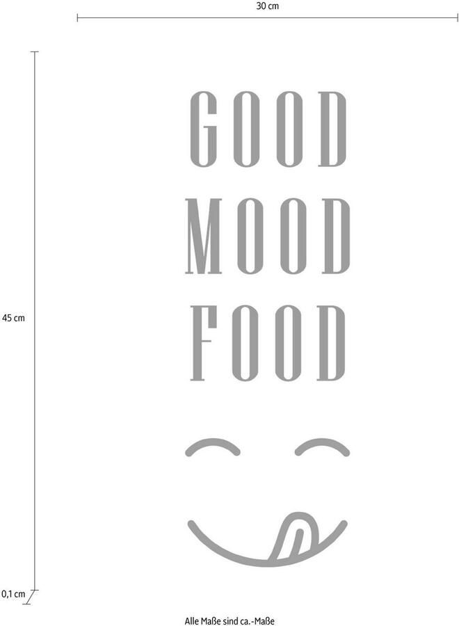 Queence Sierobject voor aan de wand GOOD MOOD FOOD Stalen bord blikken bord spreuk grappig wanddecoratie retro 20x30cm - Foto 2