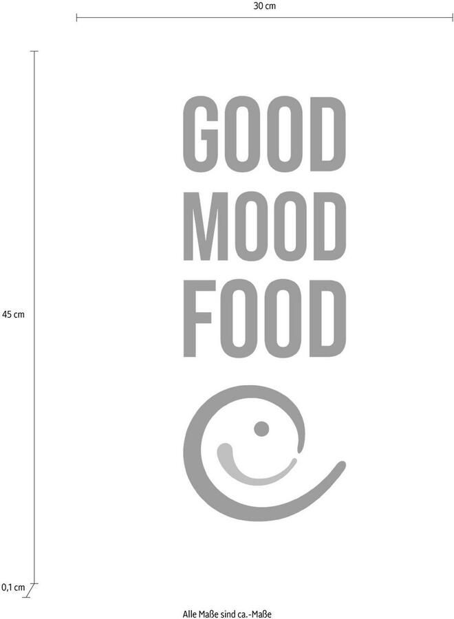 Queence Sierobject voor aan de wand GOOD MOOD FOOD Stalen bord blikken bord spreuk grappig wanddecoratie retro 20x30cm - Foto 2