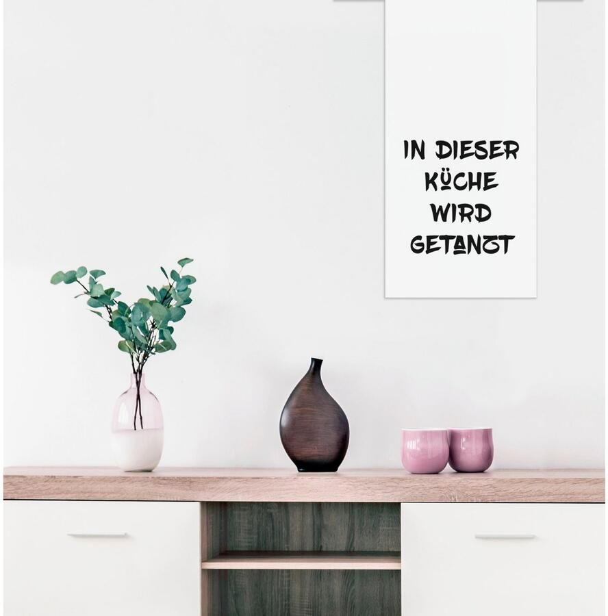 Queence Sierobject voor aan de wand In deze keuken wordt gedanst Stalen bord blikken bord spreuk grappig wanddecoratie retro 20x30cm