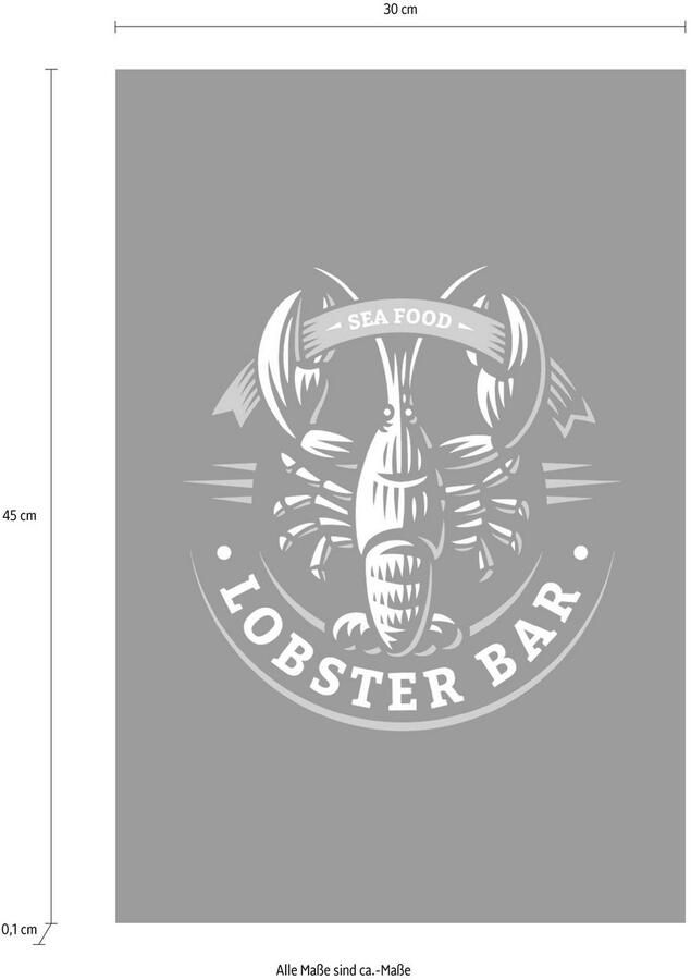 Queence Sierobject voor aan de wand LOBSTER BAR Stalen bord blikken bord spreuk grappig wanddecoratie retro 20x30cm - Foto 2