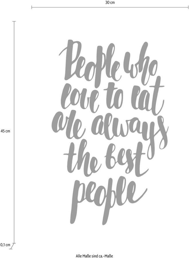 Queence Sierobject voor aan de wand People who love to eat are always the best people Stalen bord blikken bord spreuk grappig wanddecoratie retro 20x30cm - Foto 2