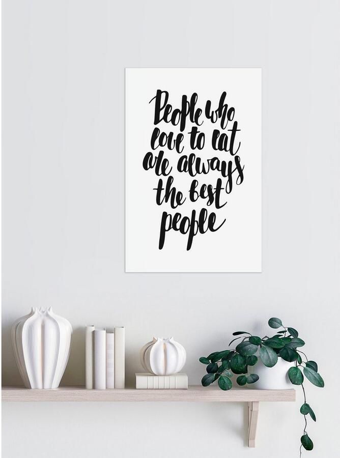 Queence Sierobject voor aan de wand People who love to eat are always the best people Stalen bord blikken bord spreuk grappig wanddecoratie retro 20x30cm