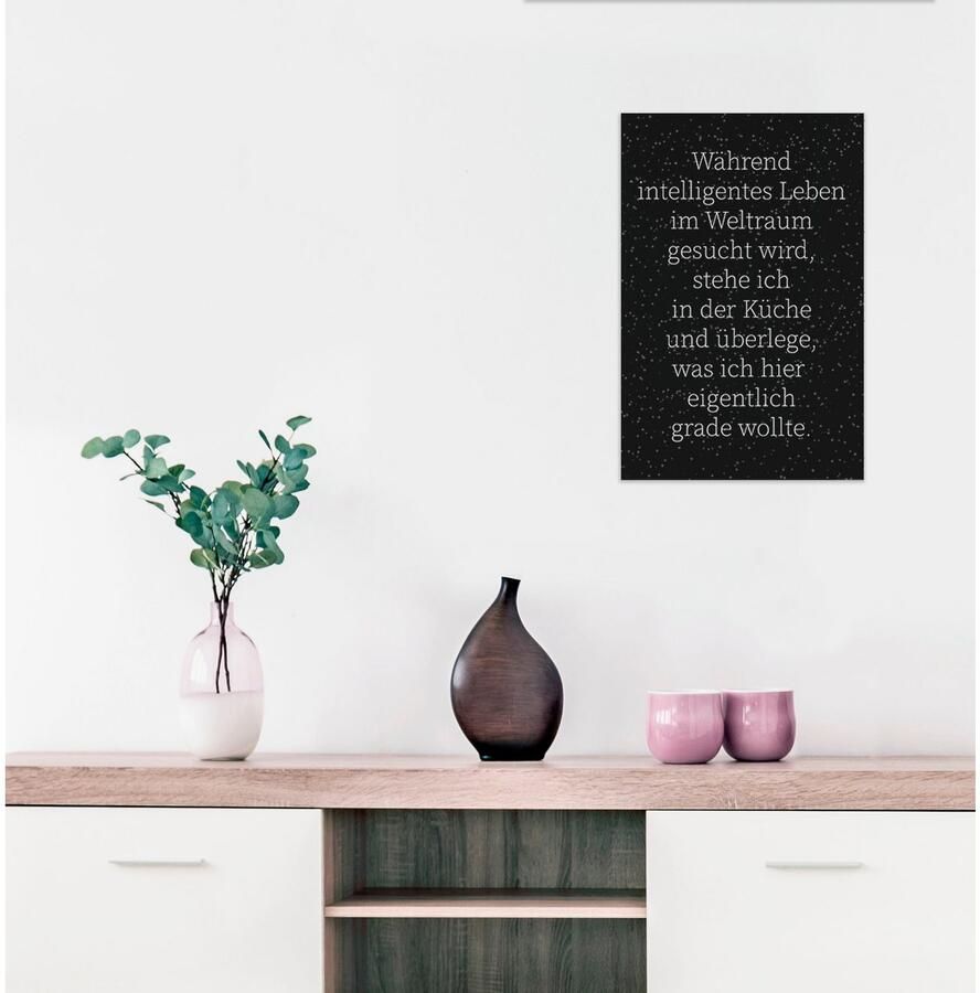 Queence Sierobject voor aan de wand Ruimte en keuken Stalen bord blikken bord spreuk grappig wanddecoratie retro 20x30cm