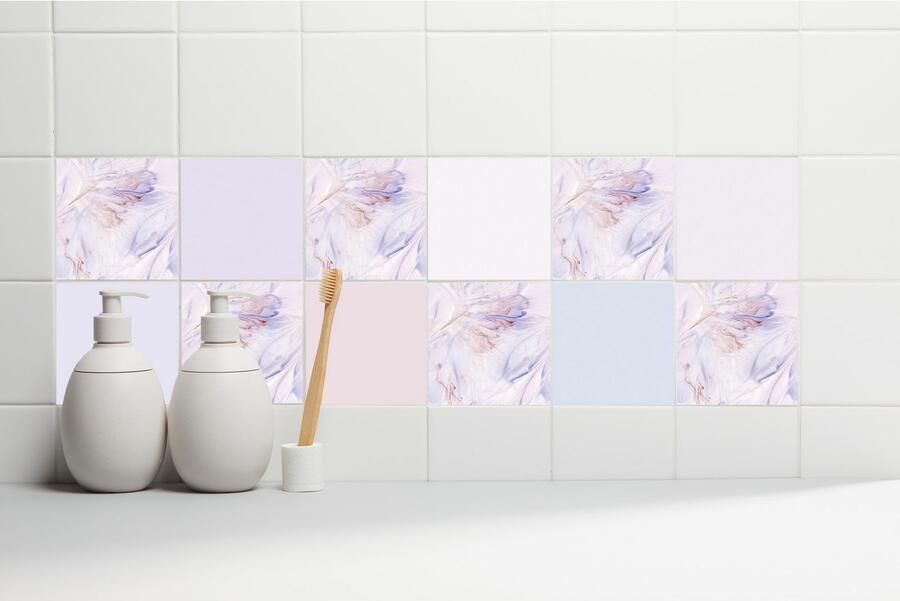 Queence Tegelsticker Bloemen Stickertegels zelfklevend stickers 12-delige set (12 stuks) - Foto 5