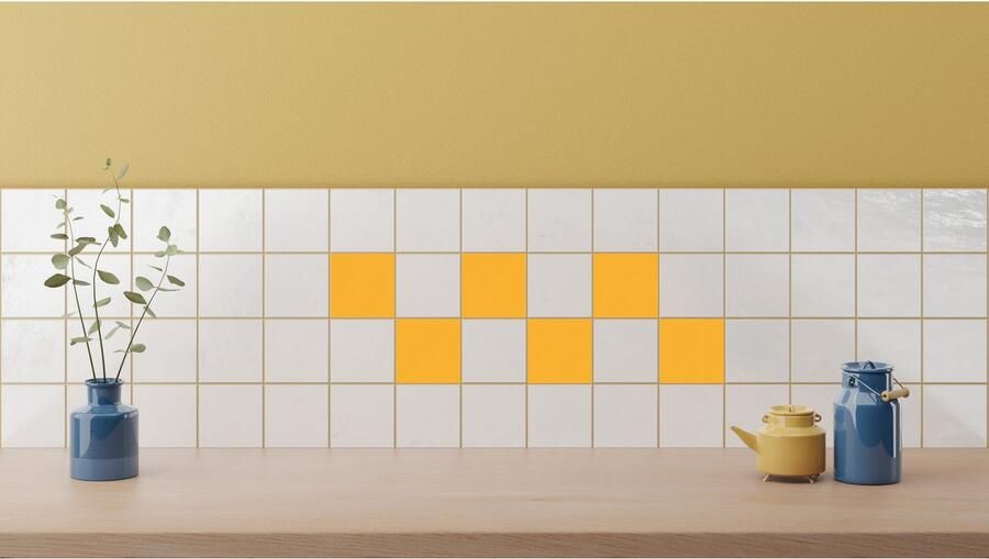Queence Tegelsticker Oranje Stickertegels zelfklevend stickers 12-delige set - Foto 6