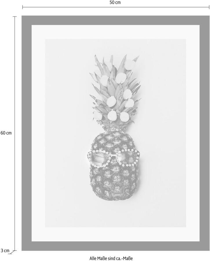 Queence Wanddecoratie Ananas HD premium posterdruk incl. houten lijst - Foto 3