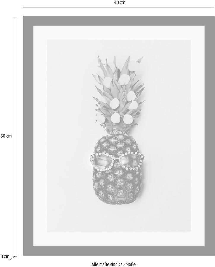 Queence Wanddecoratie Ananas HD premium posterdruk incl. houten lijst - Foto 3