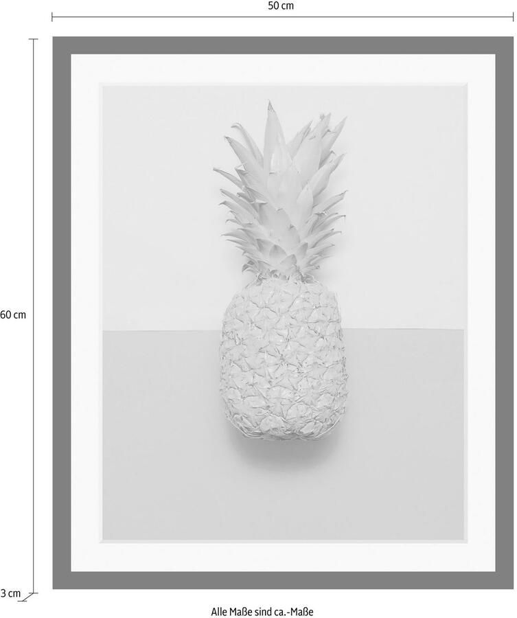 Queence Wanddecoratie Ananas HD premium posterdruk incl. houten lijst - Foto 2