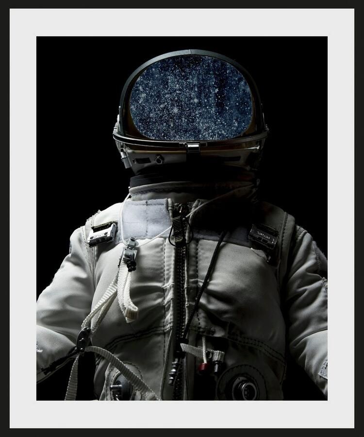 Queence Wanddecoratie Astronaut HD premium posterdruk incl. houten lijst (1 stuk) - Foto 2
