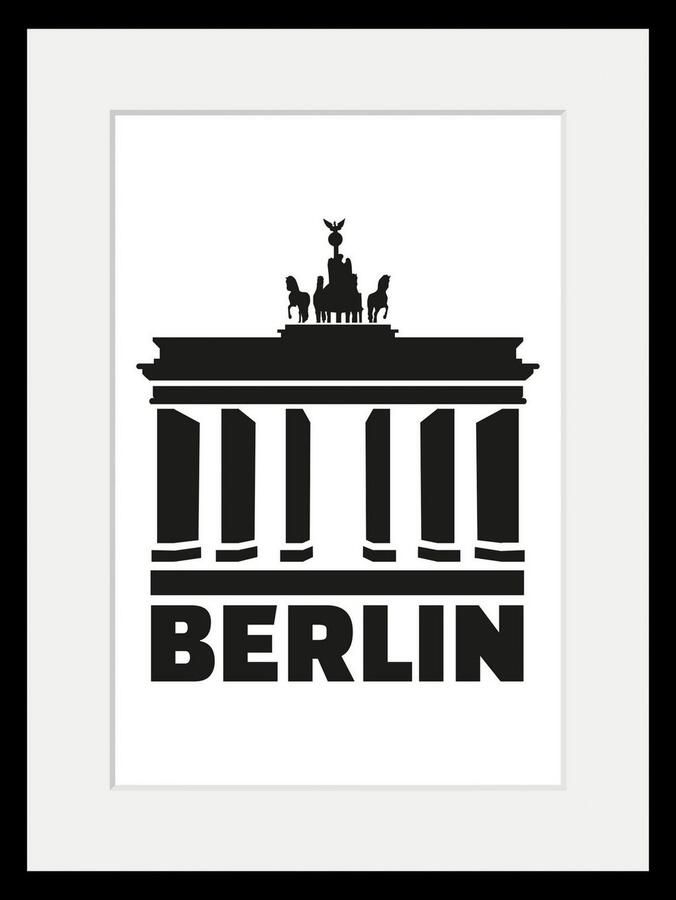 Queence Wanddecoratie Berlijn Brandenburger Tor HD premium posterdruk incl. houten lijst (1 stuk) - Foto 4