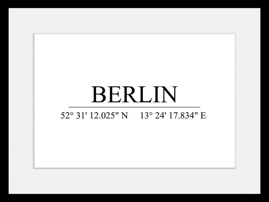 Queence Wanddecoratie Berlin HD premium posterdruk incl. houten lijst (1 stuk) - Foto 3