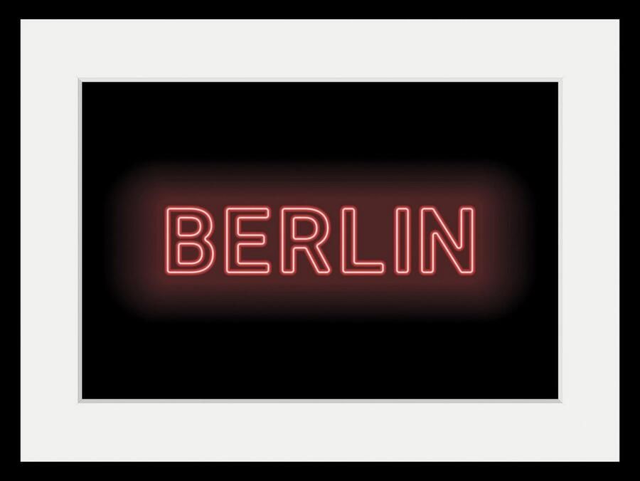Queence Wanddecoratie BERLIN LIGHTS HD premium posterdruk incl. houten lijst (1 stuk) - Foto 4