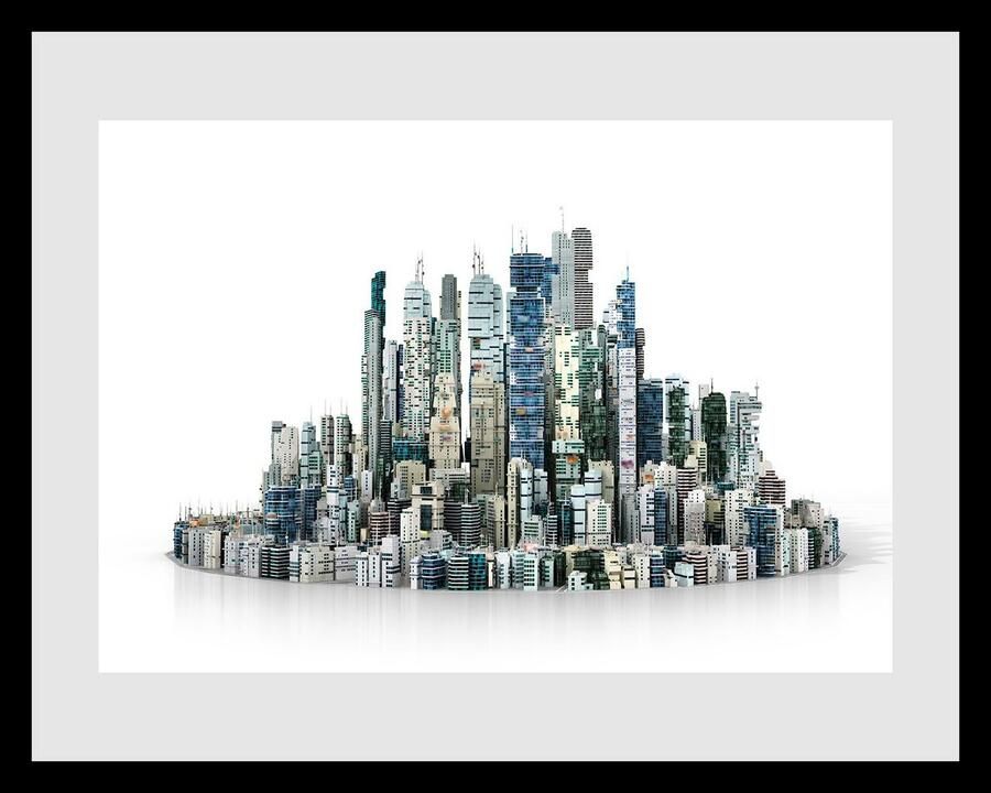 Queence Wanddecoratie Big City Life HD premium posterdruk incl. houten lijst (1 stuk) - Foto 2