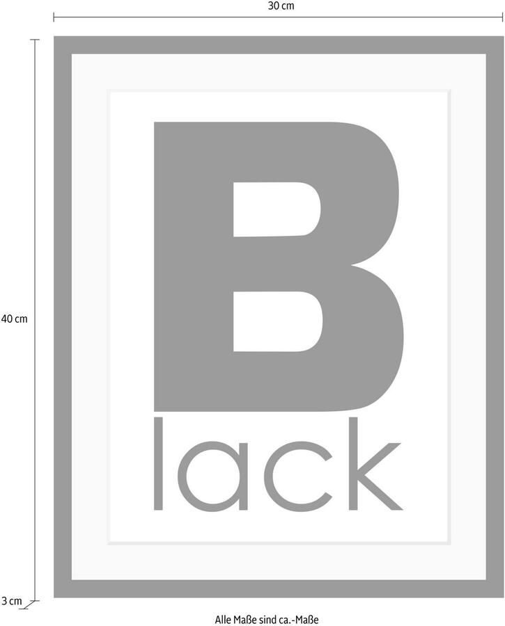 Queence Wanddecoratie Black HD premium posterdruk incl. houten lijst - Foto 3