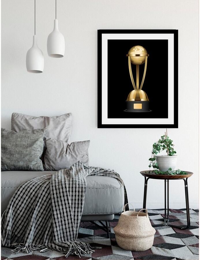 Queence Wanddecoratie Bokaal HD premium posterdruk incl. houten lijst - Foto 5