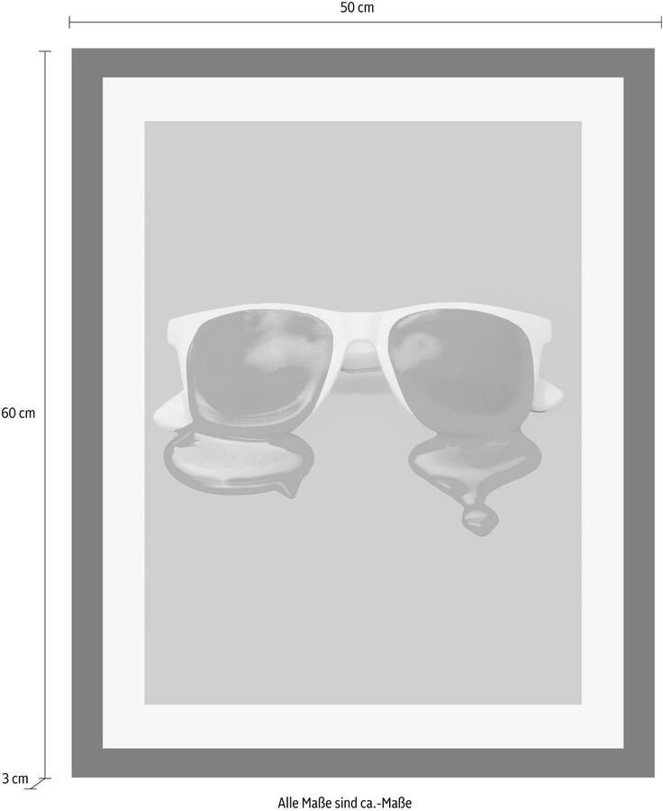 Queence Wanddecoratie Bril HD premium posterdruk incl. houten lijst - Foto 2